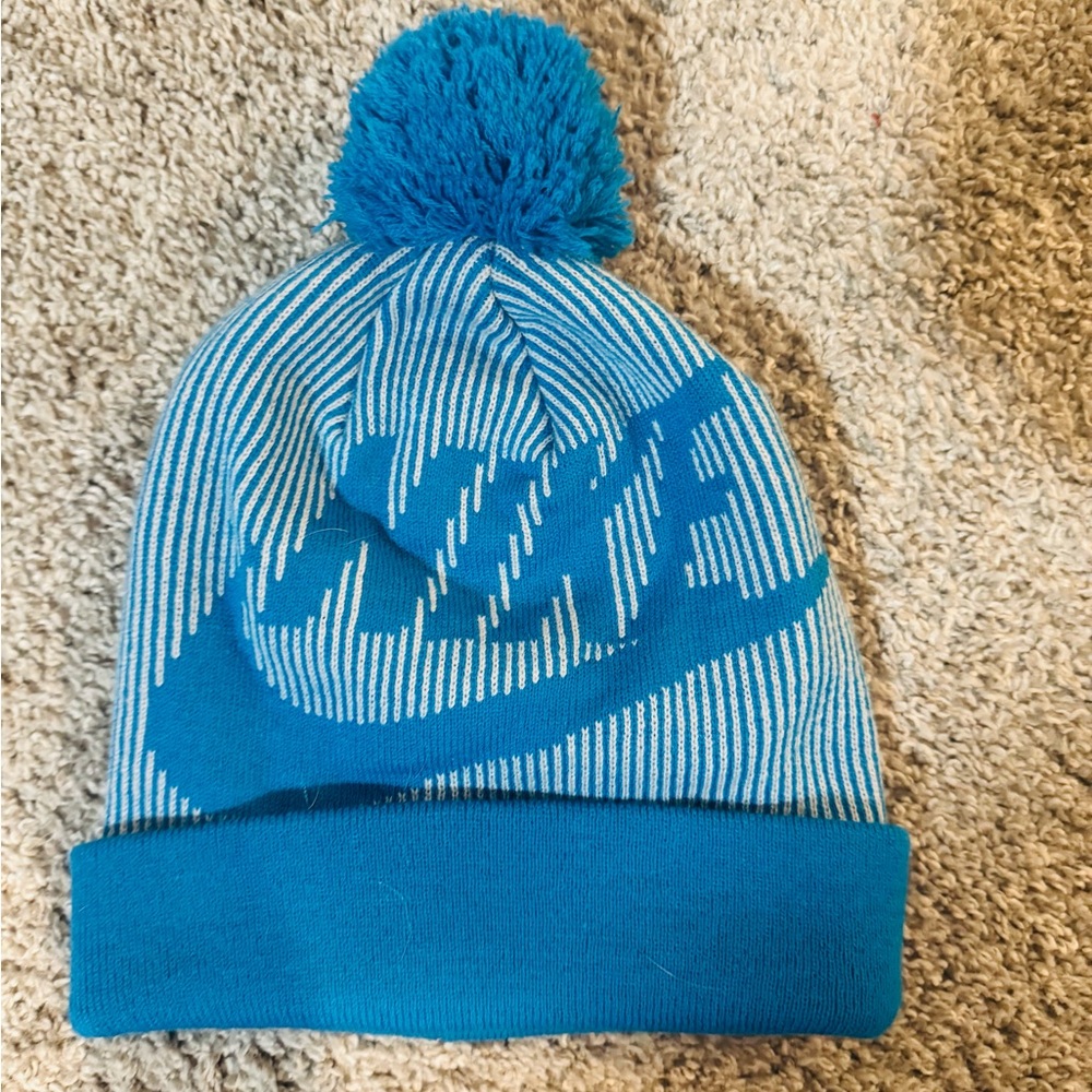 Nike Striped Blue Pom Beanie
